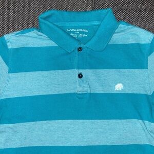 Banana Republic Men's Striped Polo Shirt - Blue Large